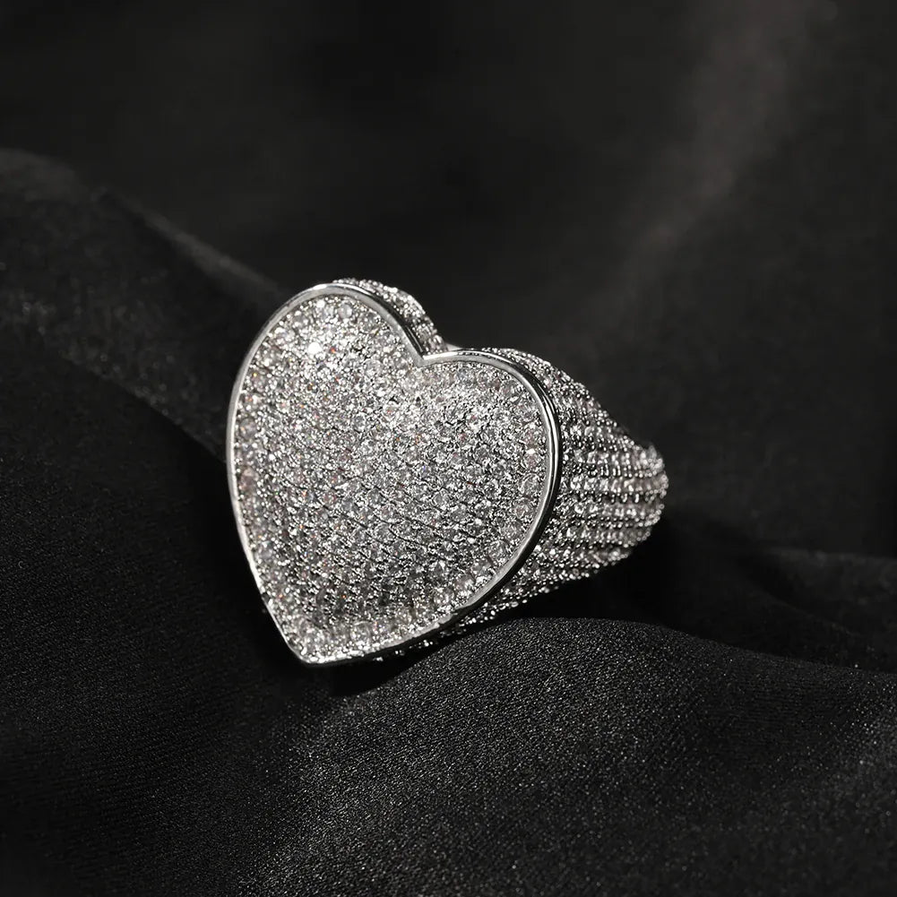 KissICON silver / 10 Kissicon Tbtk Heart Ring – Micro Paved Iced