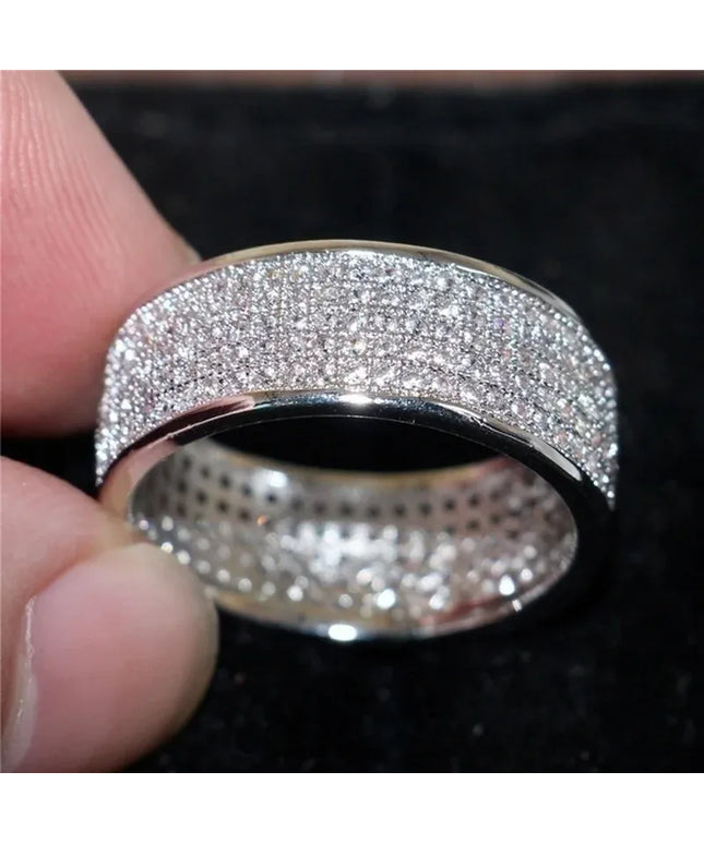 KissICON silver / 10 Silver Zircon Ring – Men Durable Stainless