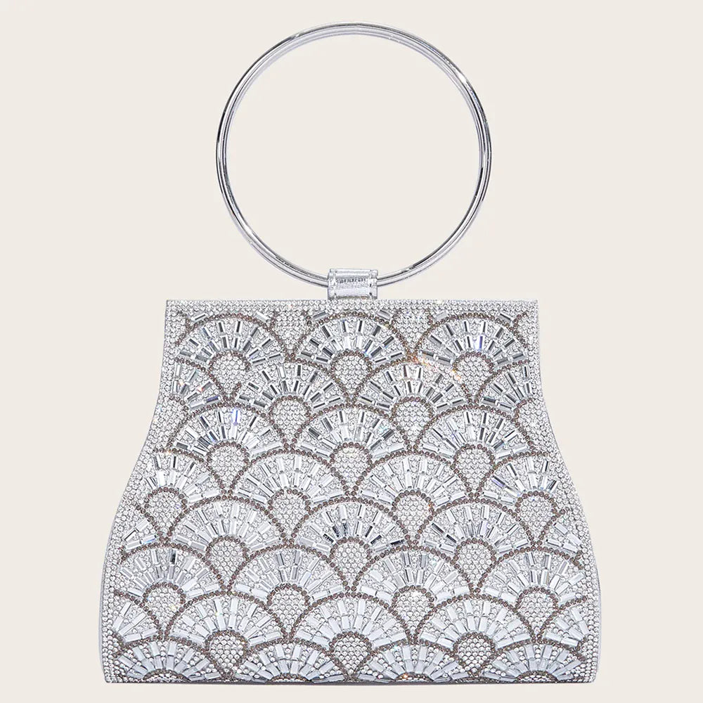 Dropshipman SILVER-3 / CHINA Women's Diamond Handbags Rhinestones Evening Bags Bridal Stones Clutch Purse Lady Clutches Bags Party Wedding Evening Bag Female
