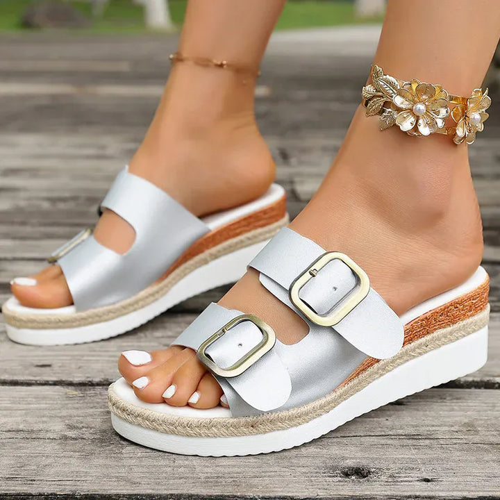 Buckle Decor Wedges Sandals for Women Summer Light