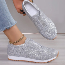 Dropshipman silver / 43 Women's Silver Glitter Sneakers For Women Bling Shoes Slip-on Casual Trend Platform Sport Shoes Woman Non-slip Vulcanize Shoes