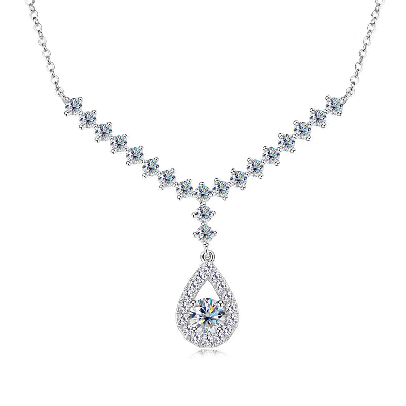 KissICON Silver / 50cm / China Mainland OXTAO D VVS1 Moissanite WaterDrops Necklace for Woman With Certified 925 Sliver Y-Shaped Lariat Star Necklace Luxury Jewelry