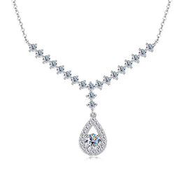 KissICON Silver / 50cm / China Mainland OXTAO D VVS1 Moissanite WaterDrops Necklace for Woman With Certified 925 Sliver Y-Shaped Lariat Star Necklace Luxury Jewelry