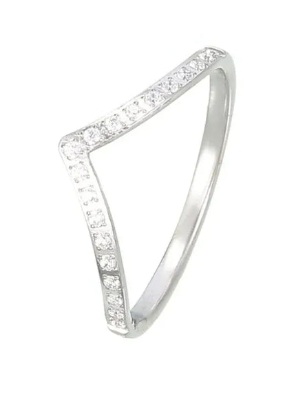 KissICON Silver / 6 Kissicon Delicate Bling V Ring – Stainless Gold Shine
