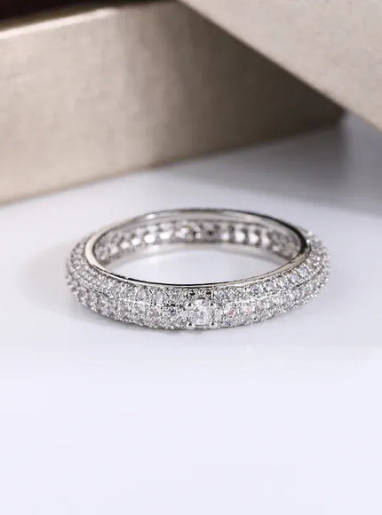 KissICON Silver / 9 KissIcon Geometric White Zircon Ring - Silver Plated Shine
