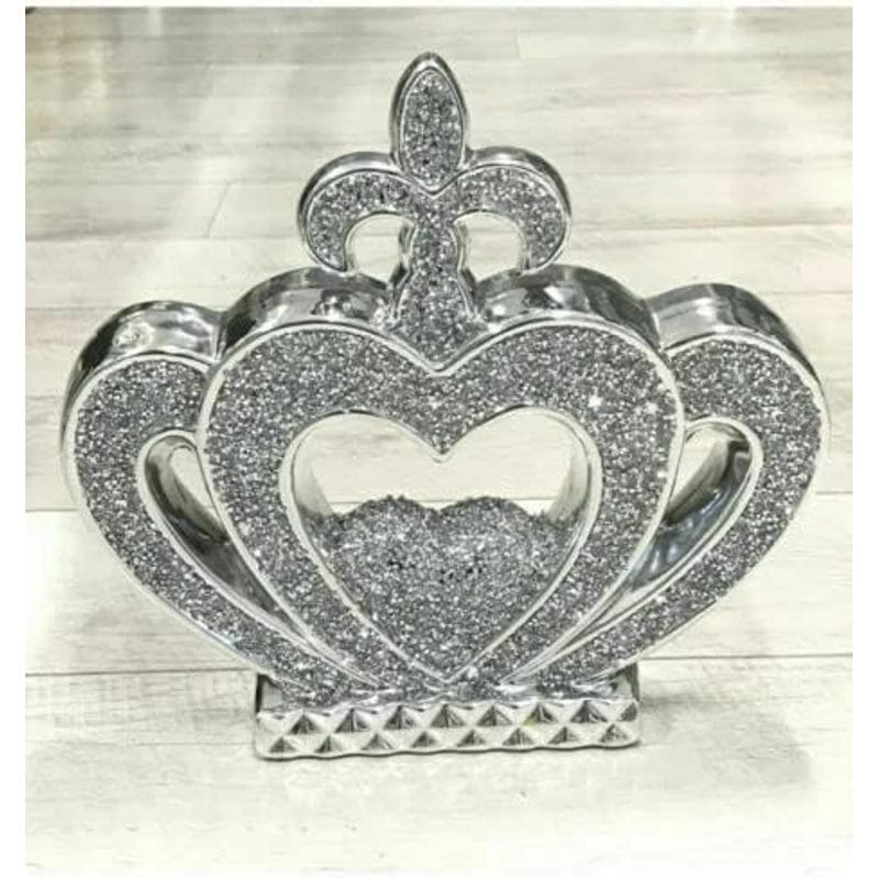 KissICON SILVER Biznest XL Silver Sparkle Crown Bling Diamond Display