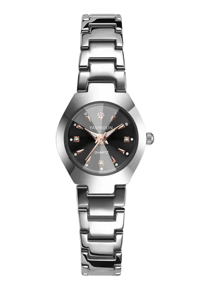 KissICON Silver black female KissIcon UTHAI Mens Watch Casual Steel Band -