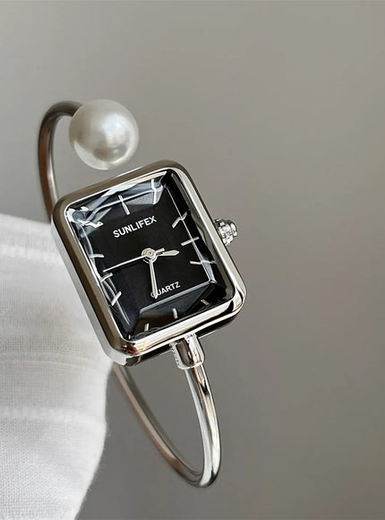 KissICON Silver black KissIcon Gold Square Pearl Watch - Light Luxury
