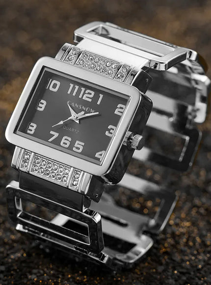 KissICON Silver black KissIcon UTHAI W112 Fashion Women Watch - Rectangle