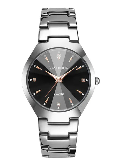 KissICON Silver black male KissIcon UTHAI Mens Watch Casual Steel Band -