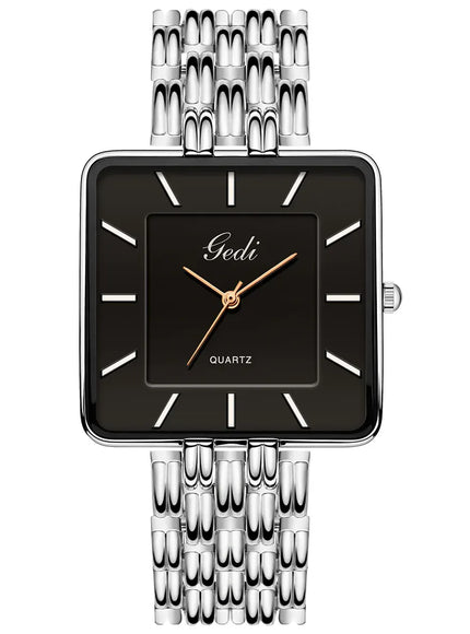 KissICON silver black-men KissIcon Men Square Business Watch - Waterproof Stainless