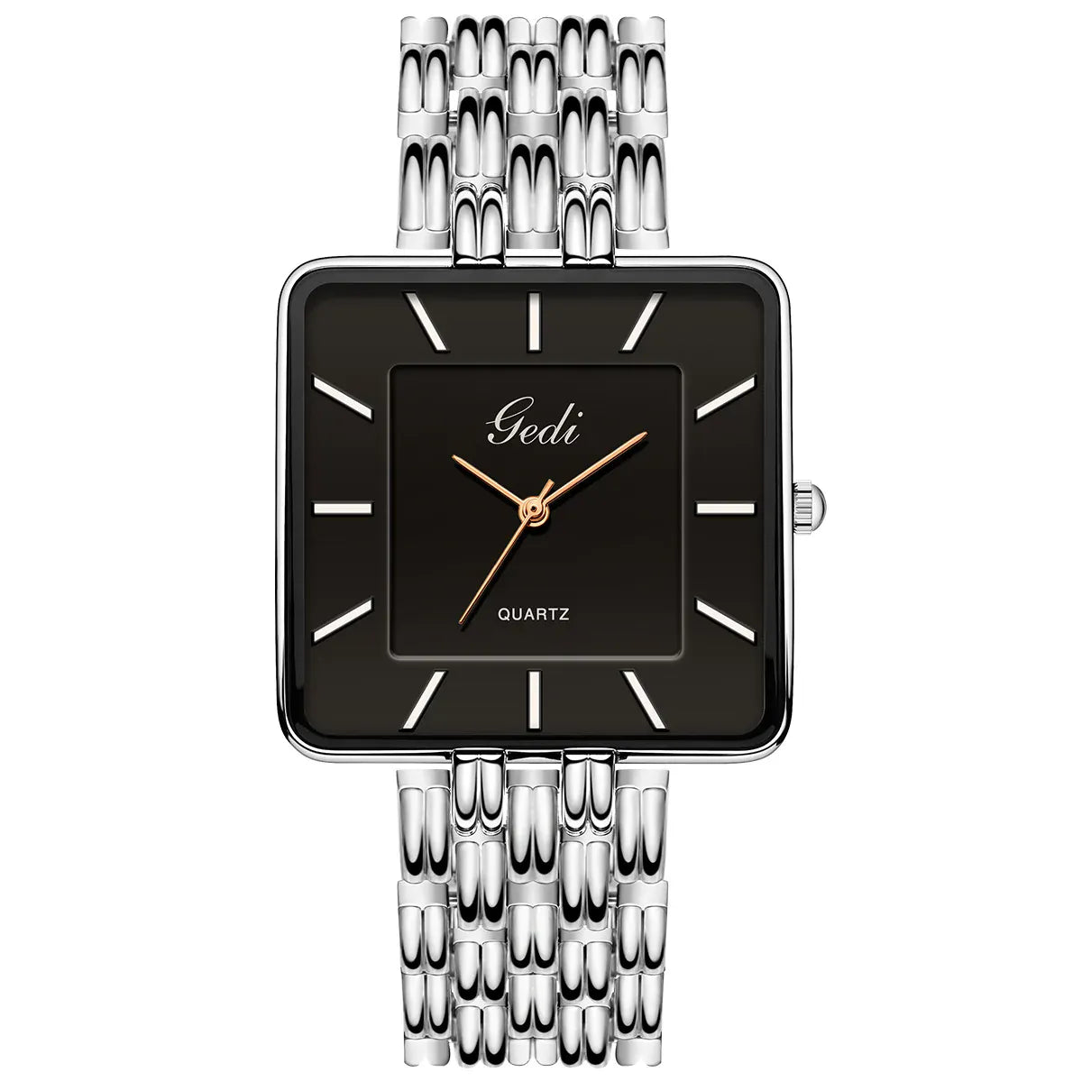 KissICON silver black-men KissIcon Men Square Business Watch - Waterproof Stainless