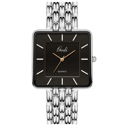 KissICON silver black-men KissIcon Men Square Business Watch - Waterproof Stainless