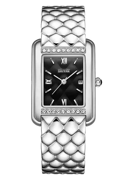 KissICON Silver black-steel KissIcon Women Watch Diamond Waterproof Calendar - Stylish