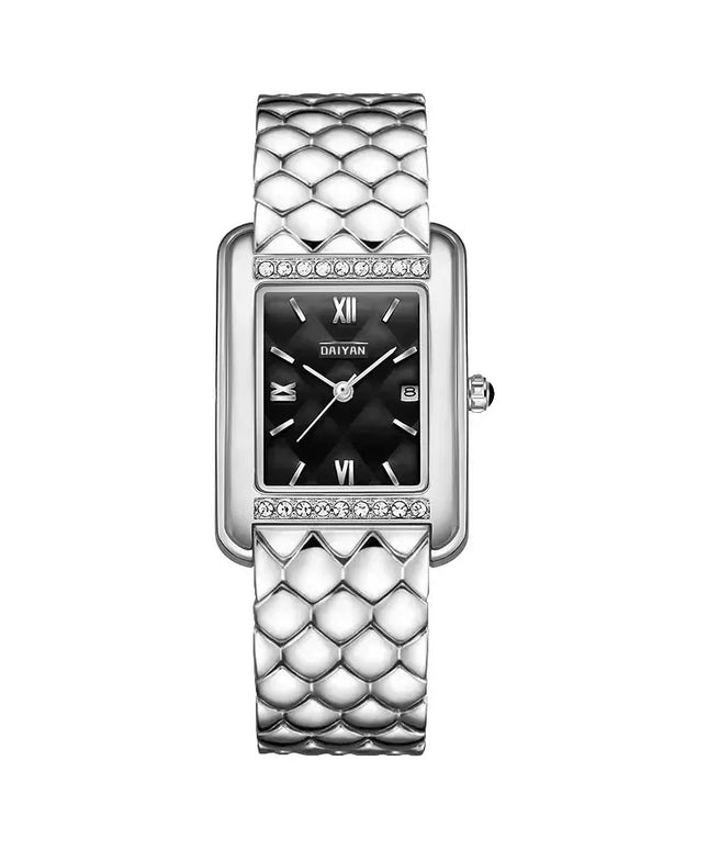 KissICON Silver black-steel KissIcon Women Watch Diamond Waterproof Calendar - Stylish