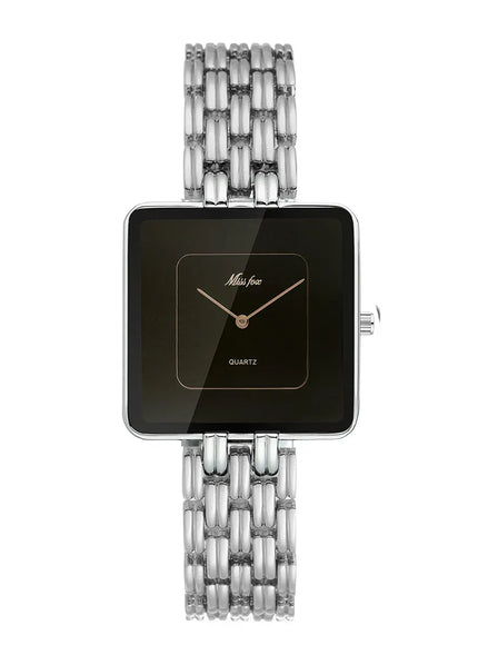 KissICON Silver black-woman UTHAI Women Watch Luxury Square - Waterproof Quartz