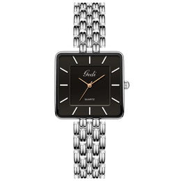 KissICON silver black-women KissIcon Men Square Business Watch - Waterproof Stainless