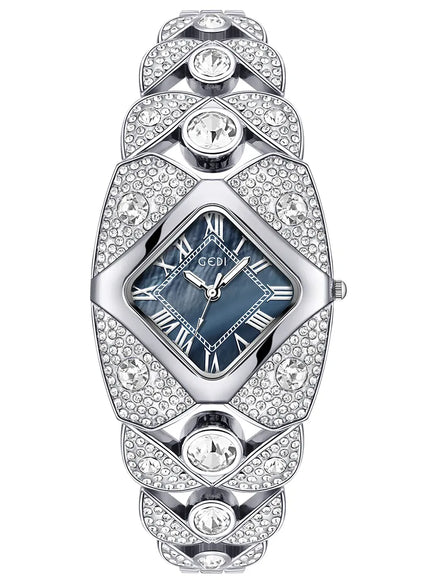 KissICON Silver blue KissIcon Women Diamond Inlaid Luxury Watch - Waterproof