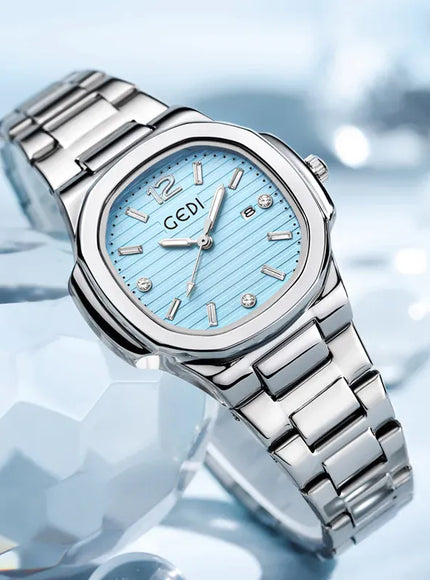 KissICON Silver blue 💋 Light Luxury Women Watch Stainless Steel Strap