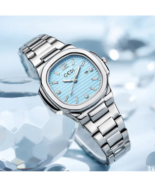 KissICON Silver blue 💋 Light Luxury Women Watch Stainless Steel Strap