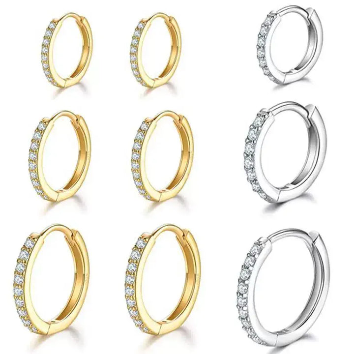 925 Sterling Silver Gold Plated Small Zirconia Huggie Hoop Earrings For Women Girls Gift Wedding Engagement Party Ear Buckle
