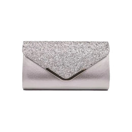 Dropshipman silver Glitter Bling Envelope Clutch Bag – Shiny Party & Wedding Dinner Handbag