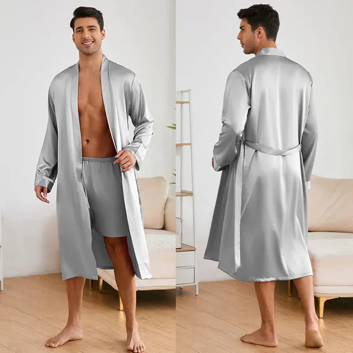 Baroque Silky Satin Lounge Set Robe Shorts Nightgown