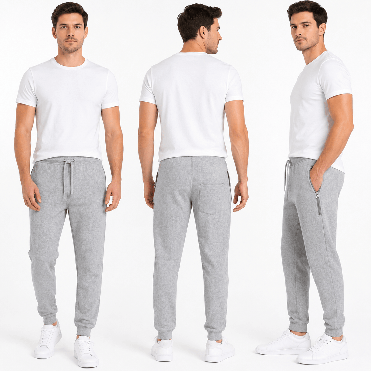 KissICON Silver Grey / XL Mens Elasticated Hem Jog Pants/Men Plain Jogging Bottoms Joggers Fleece Pants Gym Sports Trousers Plus Sizes Medium to XXXXXL M-5XL