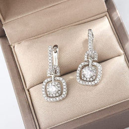 KissICON silver Kiss Icon Silver Square Drop Earrings - Elegant Zircon Shine