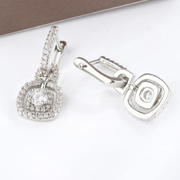 KissICON silver Kiss Icon Silver Square Drop Earrings - Elegant Zircon Shine