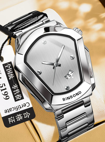 KissICON Silver KissIcon Diamond Shaped Men Watch Waterproof Strap -
