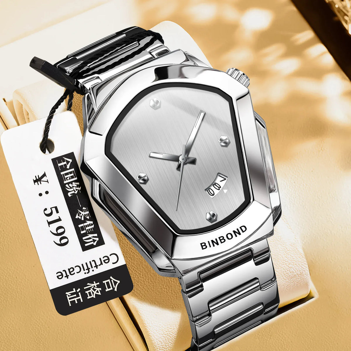 KissICON Silver KissIcon Diamond Shaped Men Watch Waterproof Strap -