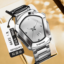 KissICON Silver KissIcon Diamond Shaped Men Watch Waterproof Strap -