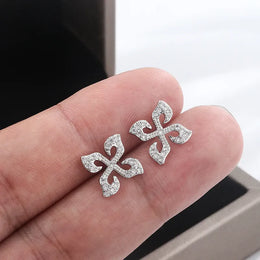 KissICON Silver KissIcon Silver Plated Four Leaf Clover Earrings - Zircon