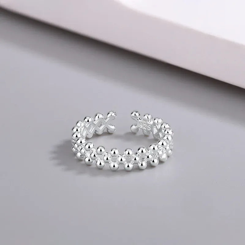 KissICON Silver Kissicon Sterling Silver Bilayer Ball Open Ring