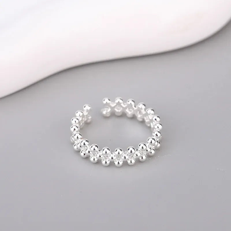 KissICON Silver Kissicon Sterling Silver Bilayer Ball Open Ring