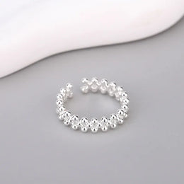 KissICON Silver Kissicon Sterling Silver Bilayer Ball Open Ring