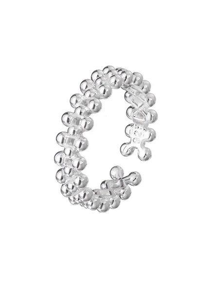 KissICON Silver Kissicon Sterling Silver Bilayer Ball Open Ring
