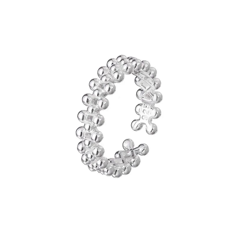 KissICON Silver Kissicon Sterling Silver Bilayer Ball Open Ring