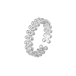KissICON Silver Kissicon Sterling Silver Bilayer Ball Open Ring