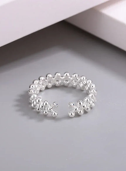 KissICON Silver Kissicon Sterling Silver Bilayer Ball Open Ring