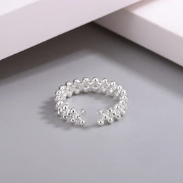 KissICON Silver Kissicon Sterling Silver Bilayer Ball Open Ring
