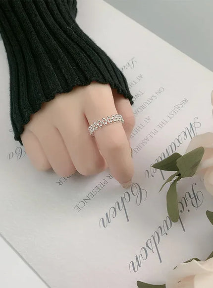 KissICON Silver Kissicon Sterling Silver Bilayer Ball Open Ring