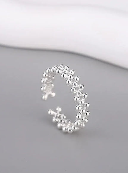 KissICON Silver Kissicon Sterling Silver Bilayer Ball Open Ring