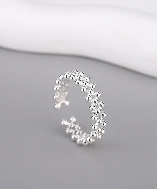 KissICON Silver Kissicon Sterling Silver Bilayer Ball Open Ring