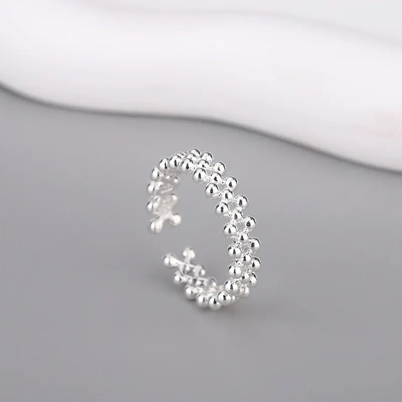 KissICON Silver Kissicon Sterling Silver Bilayer Ball Open Ring