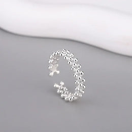 KissICON Silver Kissicon Sterling Silver Bilayer Ball Open Ring