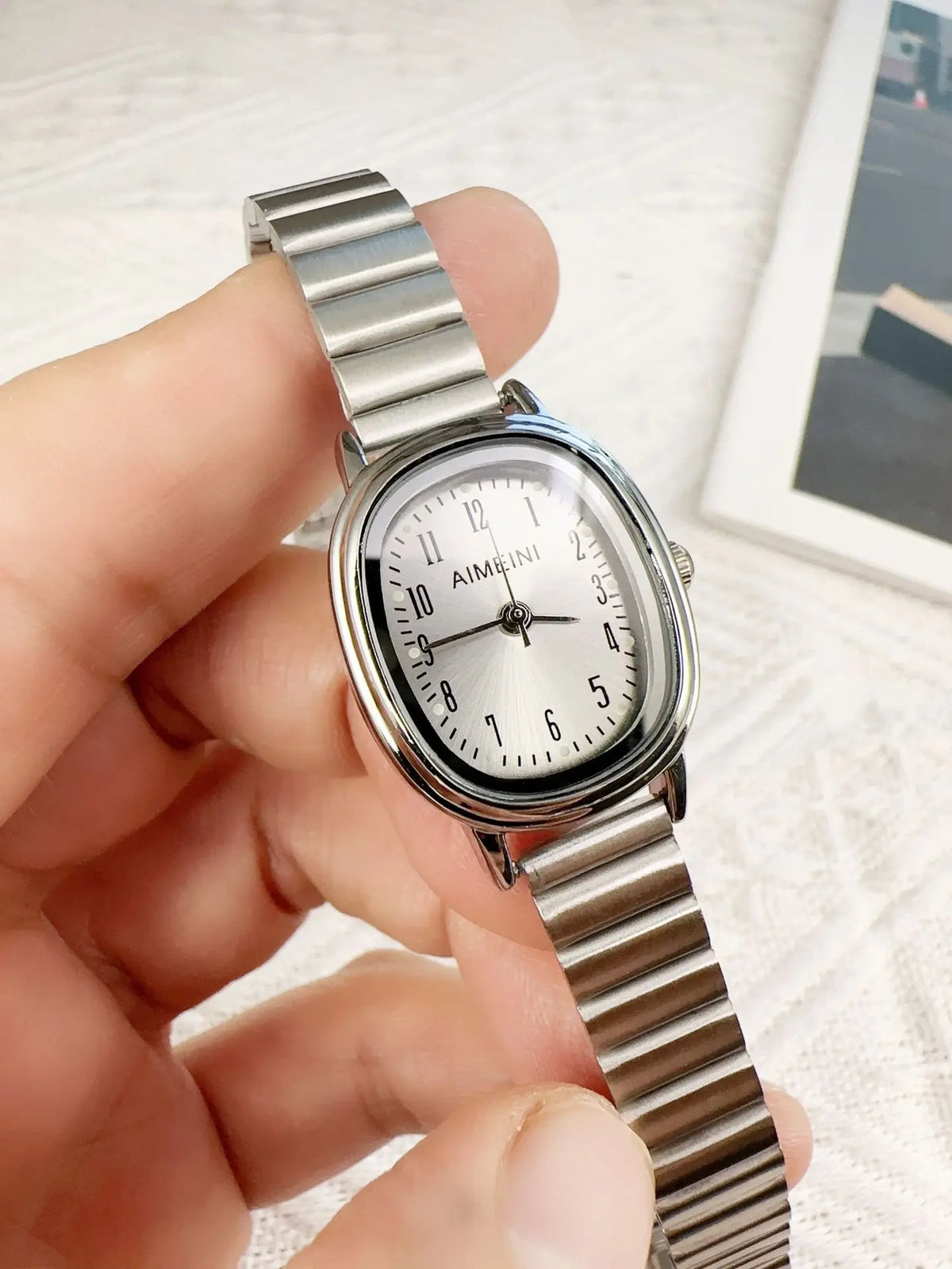 KissICON silver KissIcon Women Oval Gold Minimalist Watch - Steel