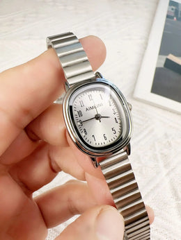 KissICON silver KissIcon Women Oval Gold Minimalist Watch - Steel