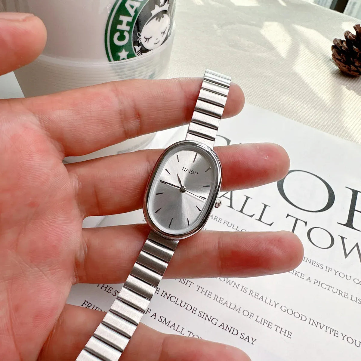 KissICON Silver KissIcon Women's Watch Oval Dial Quartz Wristwatch -